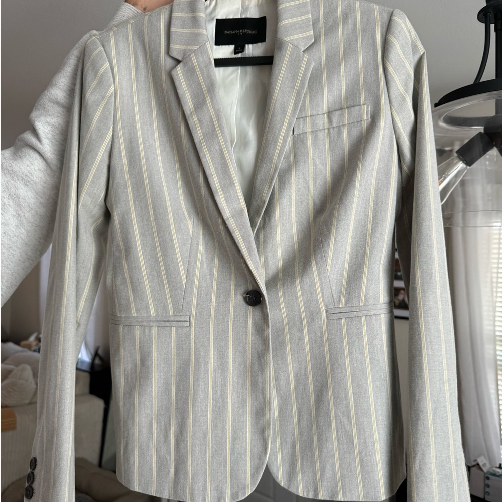 Banana Republic Gray Striped Blazer